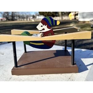 Vintage Hand Craft Wooden Whirligig Somersault Spinner Folk Art Primitive Circus